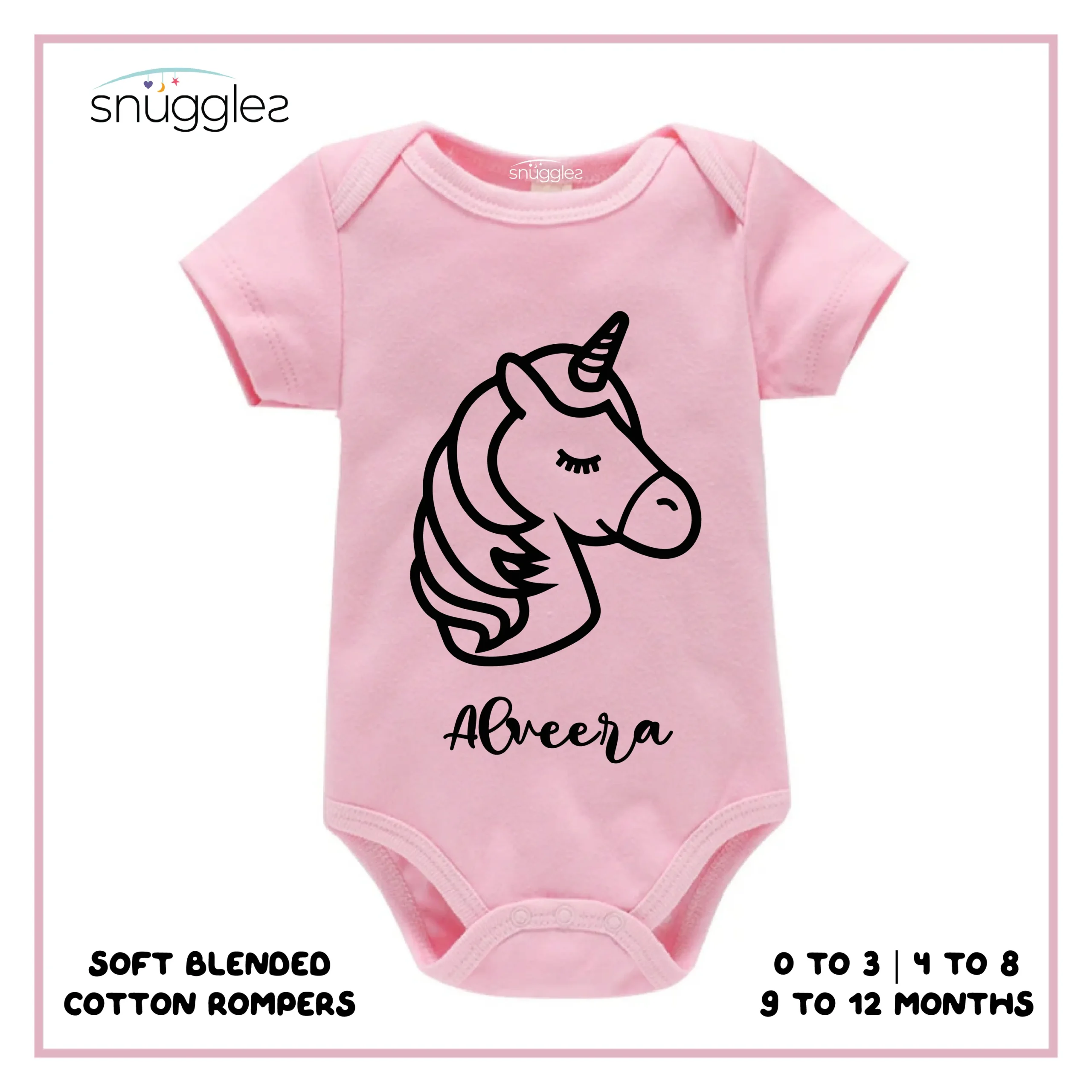 Baby rompers custom with full unicorn snuggles
