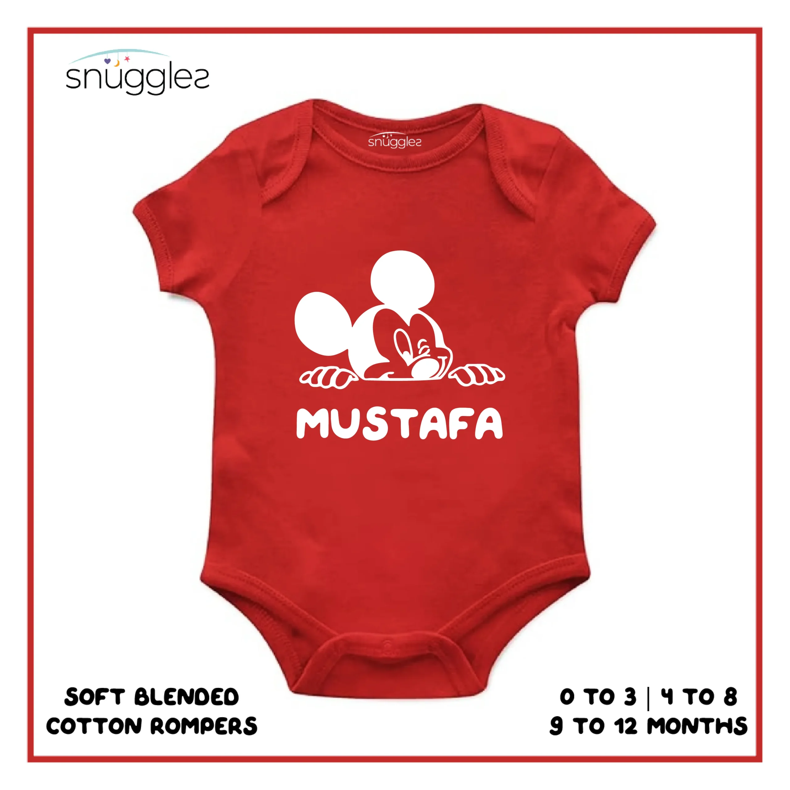 Baby rompers custom with mickey mouse snuggles