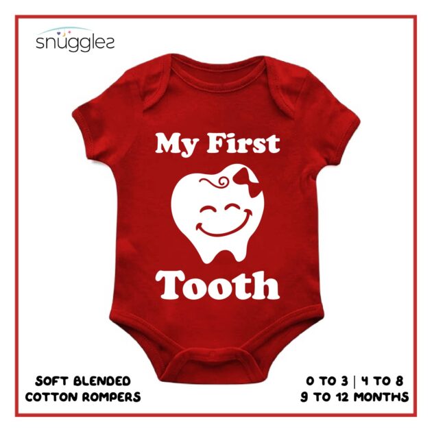 Baby Rompers Custom with First Tooth Girl Edition