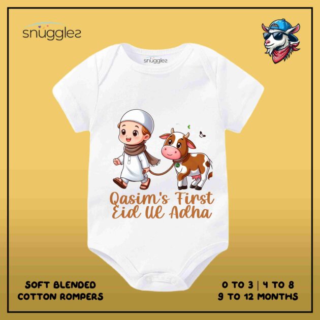 Custom Eid Ul Adha Rompers with Boy & Cow