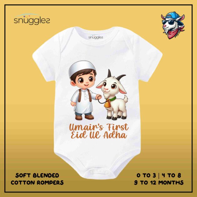 Custom Eid Ul Adha Rompers with Boy & Goat